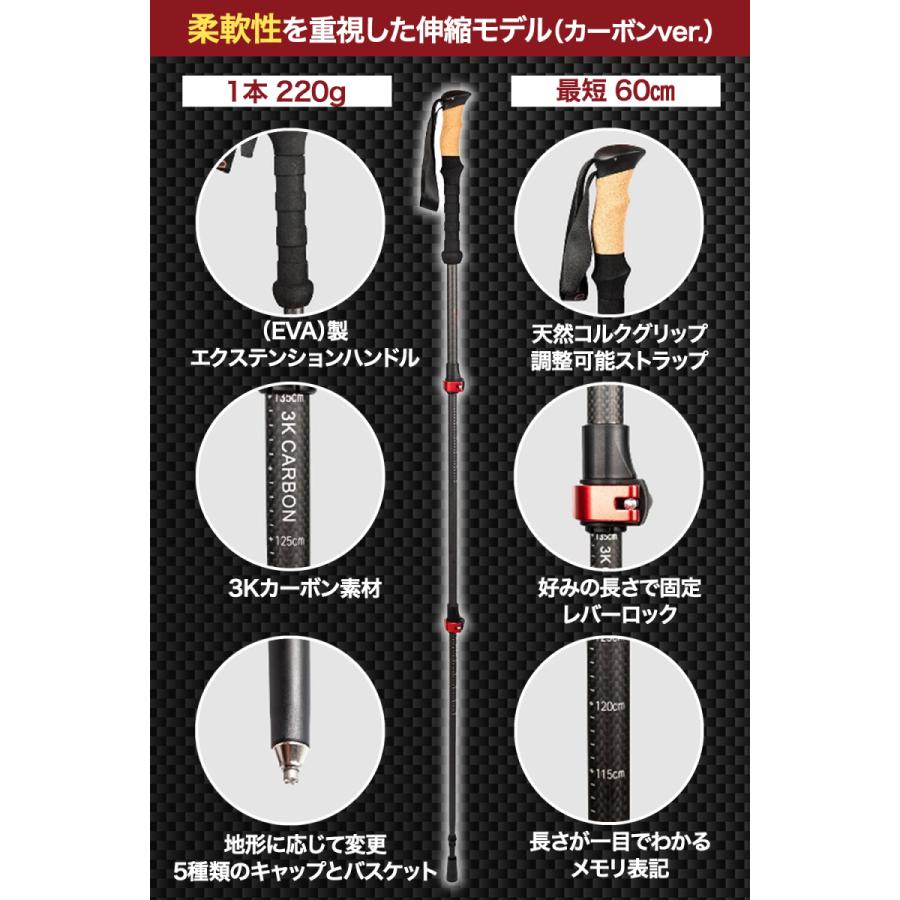Rothwild ドイツ発 トレッキングポール カーボン 伸縮式 コルク
