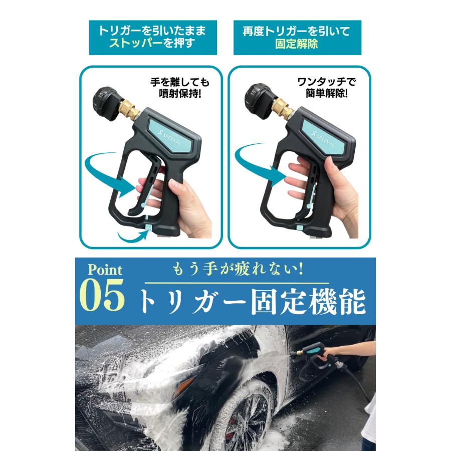SPEEVAL ショートガン 高圧洗浄ノズル スイベル付き トリガー固定
