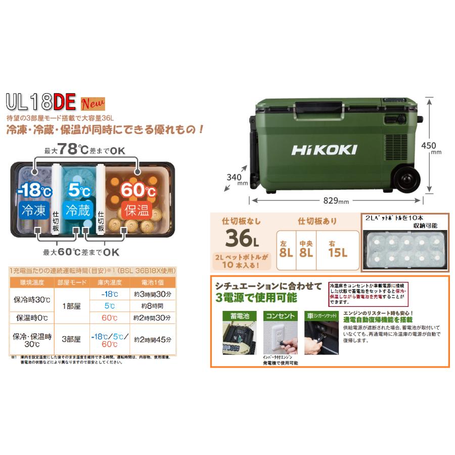 【在庫限り】 UL18DE WMBZ WMGZ 36L コードレス冷温庫 ハイコーキ 冷温庫 HiKOKI 家庭用 保冷温庫 大容量｜k-kiroku｜02