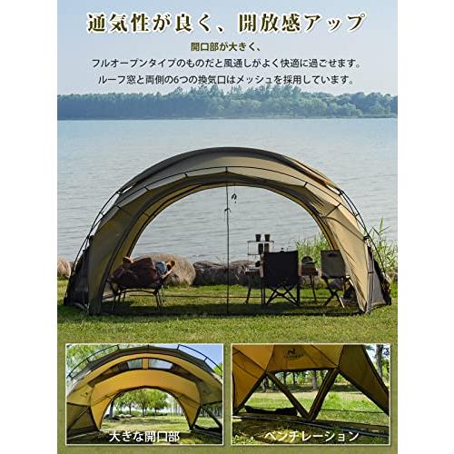 TOMOUNT シェルターテント 40D ナイロン 超軽量 ドームテント アルミポール 2-3人用 自立式 アウトドア テントTPUドア + メッシュドア煙突穴付き 多｜k-ko-bo｜03