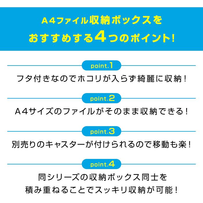 収納ケース フタ付き A4 a4ファ イル 収納 ケース ボックス プラ スチック収納　書類収納（4個セット A4ファイル収納ボックス)｜k-lalala｜05