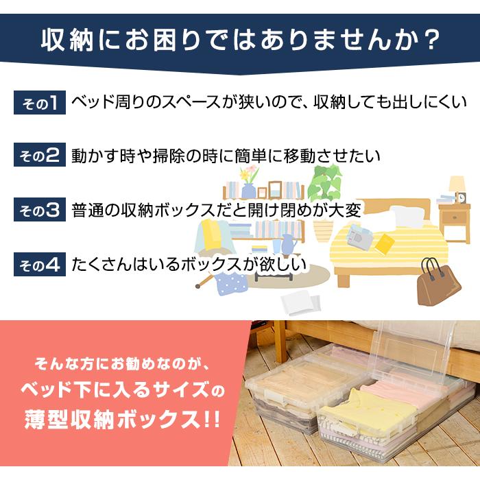 収納ケース 収納ボックス(ベッド下収納ボックス)キャスター付き 隙間収納 衣装ケース プラスチック収納ケース 幅39cm奥行80cm高さ16.5cm 日本製 国産｜k-lalala｜14