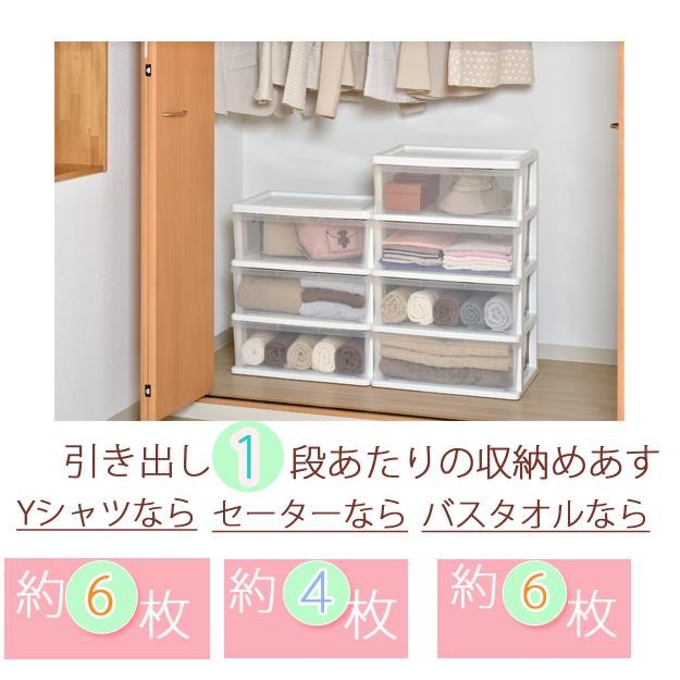 収納チェスト キャスター付き 収納ケース 収納ボックス 引出し収納 衣装ケース(シーズワイドチェスト４段 コロ付き)プラスチック収納 幅54cm奥行40cm高さ83cm | JEJアステージ | 05