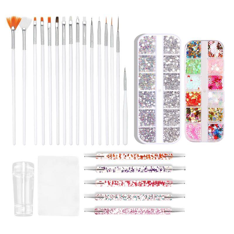 Layhou15Pcsネイルブラシ詳細描画ライナーブラシ+ネイルグリッターセットクリスマス12ブロック+5Pcs/セットネイルアートドットペ