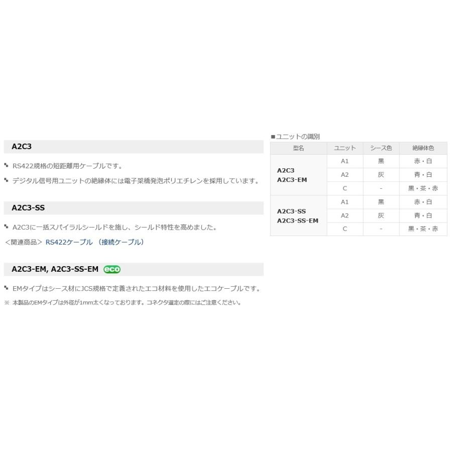 カナレ電気 CANARE A2C3-SS(200) 200m RS422ケーブル 一括スパイラルシールド [CNR001221]の画像