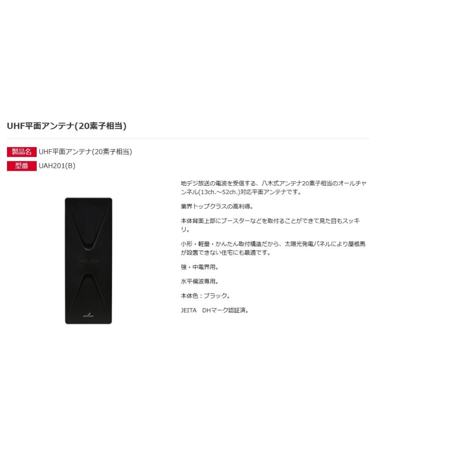 UAH201 （ブラック） Amazon | DXアンテナ 地上デジタルアンテナ UHF平面 (20素子相当