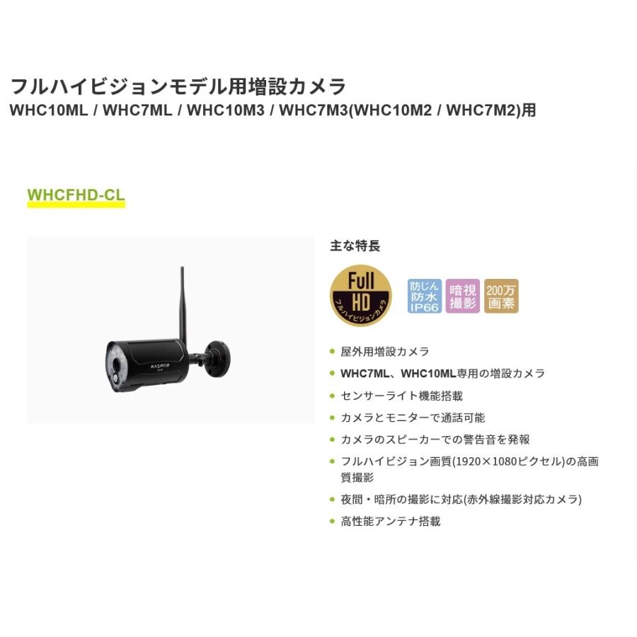 マスプロ電工 WHC7ML・WHC10ML用、増設カメラWHCFHD-CL 1台
