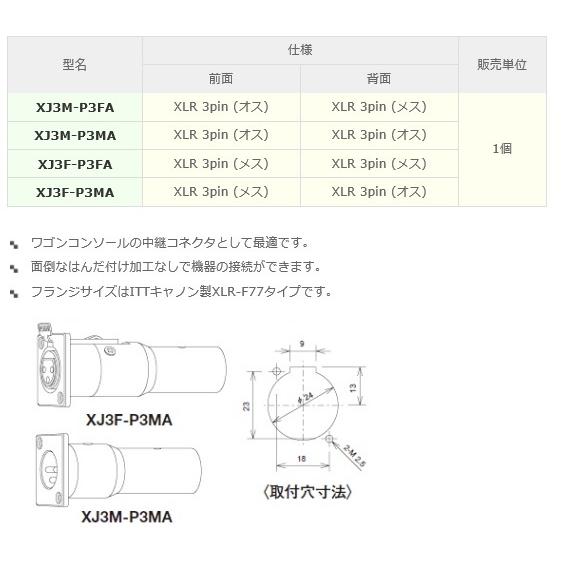 P】 カナレ電気 CANARE XJ3M-P3FA XLR型角型フランジ付中継コネクタ