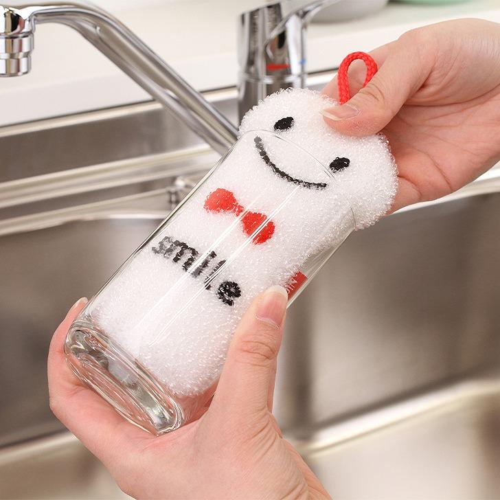 サンベルム ニコニコスポンジ スマイル K72813 食器洗い 掃除道具 白