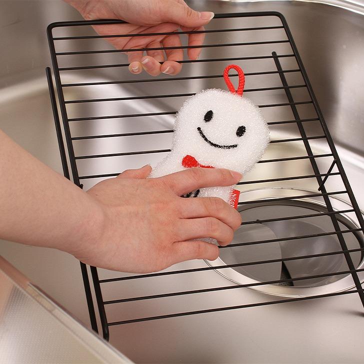 サンベルム ニコニコスポンジ スマイル K72813 食器洗い 掃除道具 白