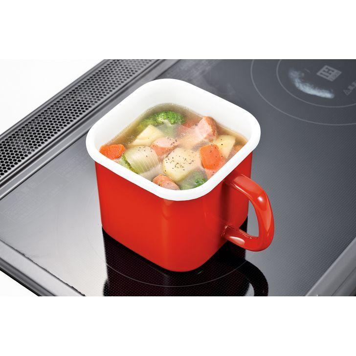 パール金属 ◎ プチッと IH対応ホーロー角型クックポット 12cm レッド