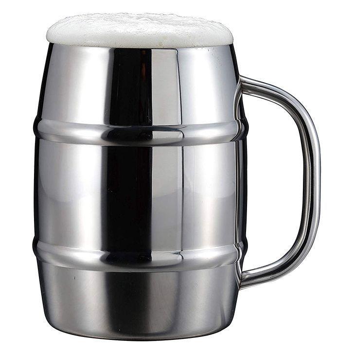 パール金属 ◎ ダブルステンレス樽型ビアジョッキ1000 UE-3499 ビール