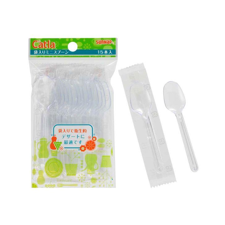 メール便】 サンナップ 袋入りミニスプーン 10cm 15P 透明 PA-10S