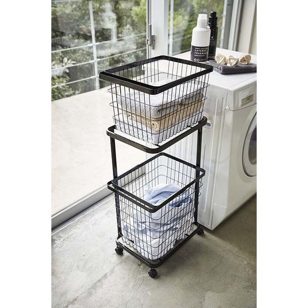 ◎☆ 山崎実業 ランドリーワゴン タワー 2段 ブラック LD-TW E BK