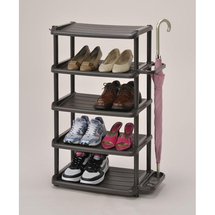 ブラウン シューズラック 5段棚付き K.K KK K-シューズラック5段シングル (幅)30(奥行)31(高さ)90.3cm