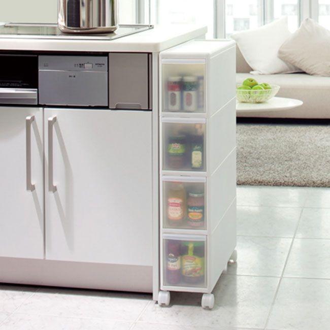 ストッカー 吉川国工業所 スリムストレージ ホワイト TS-4 キッチン