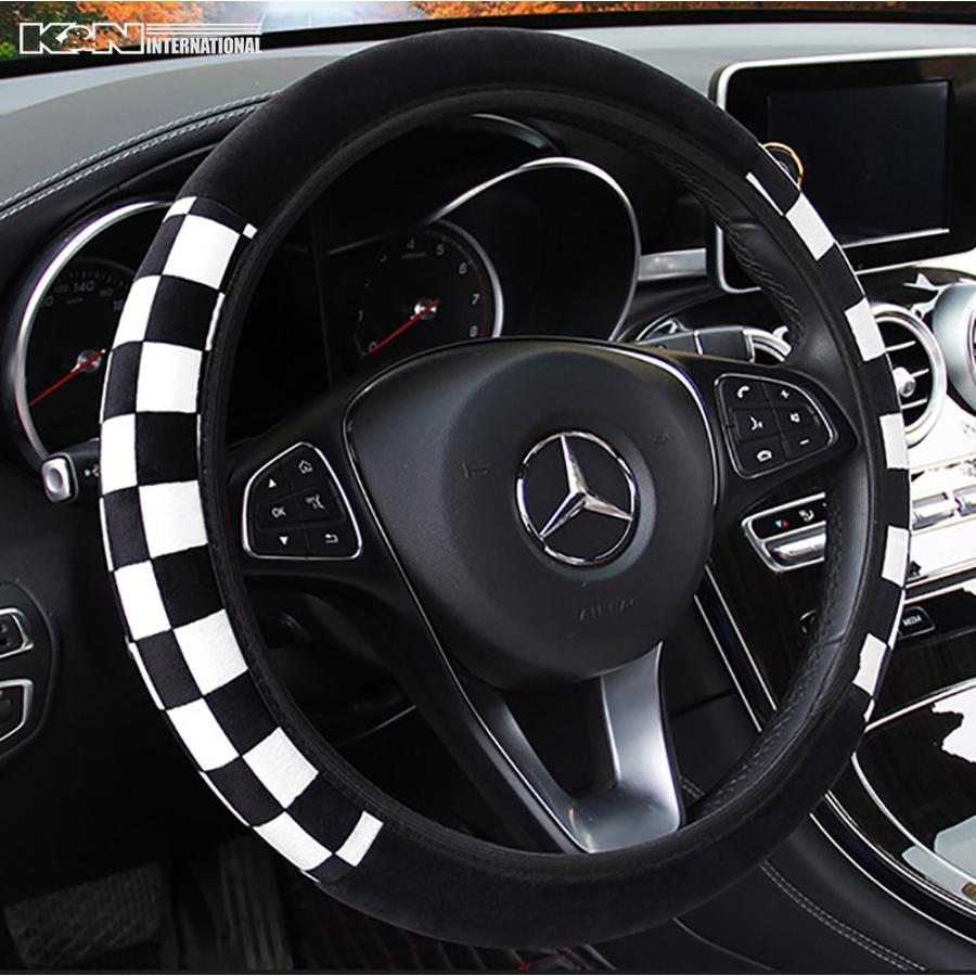 3 訳あり 5 Off チェック チェッカーフラッグ 伸縮タイプ ステアリング ハンドル カバー Mini ミニ Bmw 普通車 直径 38cmまで S Mサイズ 軽自動車