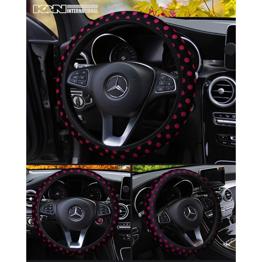 かわいい 水玉 ドット柄 伸縮タイプ ステアリング ハンドル カバー S Mサイズ 直径 38cmまで 軽自動車 普通車 Dot Stcover K N International 通販 Yahoo ショッピング