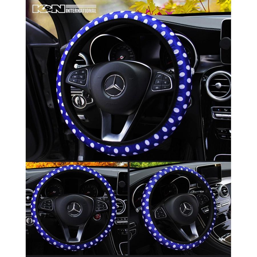 かわいい 水玉 ドット柄 伸縮タイプ ステアリング ハンドル カバー S Mサイズ 直径 38cmまで 軽自動車 普通車 Dot Stcover K N International 通販 Yahoo ショッピング