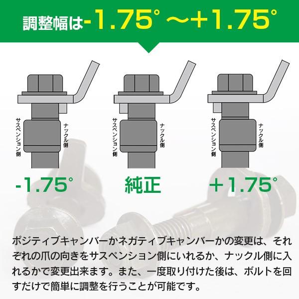 三菱 デリカD：5 CV1W フロント用 キャンバーボルト M14 調整幅 ±1.75° 亜鉛メッキ処理 2本セット｜k-o-shop｜04