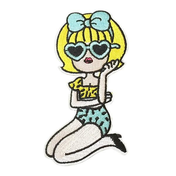 ワッペン おしゃれ アップリケ 刺繍 アイロン 女の子 ハート サングラス ガール メール便可｜k-oneshop｜02