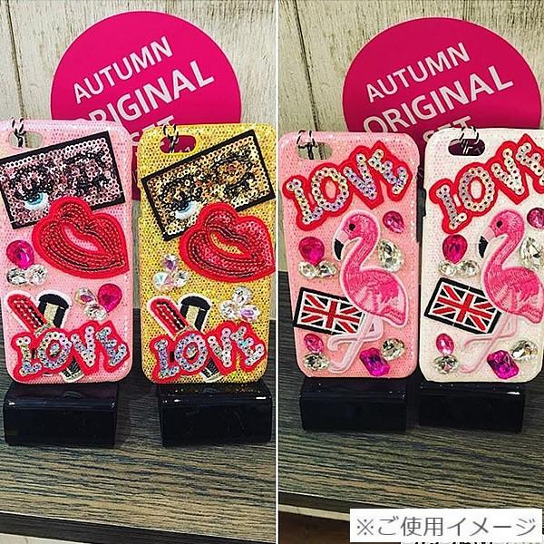 ワッペン スパンコール 縦6.5cm×横5cm 口紅 メイク コスメ アイロン貼付け可能 バッグやiPhoneケースをオリジナルに