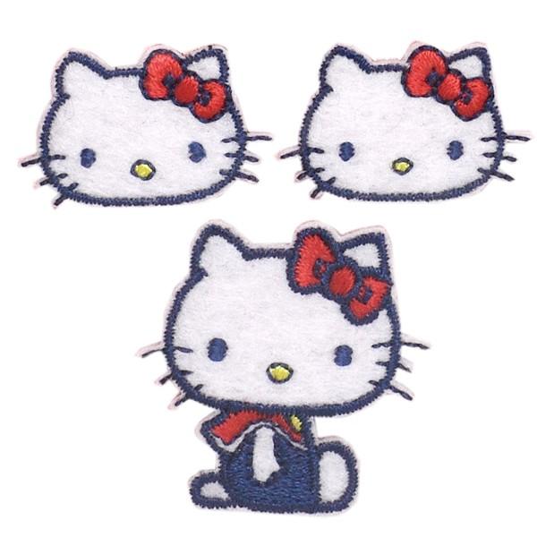 ワッペン アップリケ キティちゃん キャラクター Hello Kitty サンリオ アイロン ３枚セット 刺繍 メール便可｜k-oneshop｜02