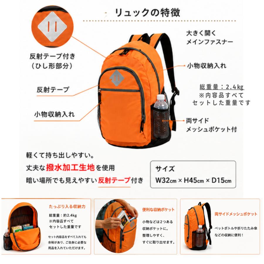 防災セット 1人用 20種 24点 防災リュック 防災グッズ 非常持ち出し袋