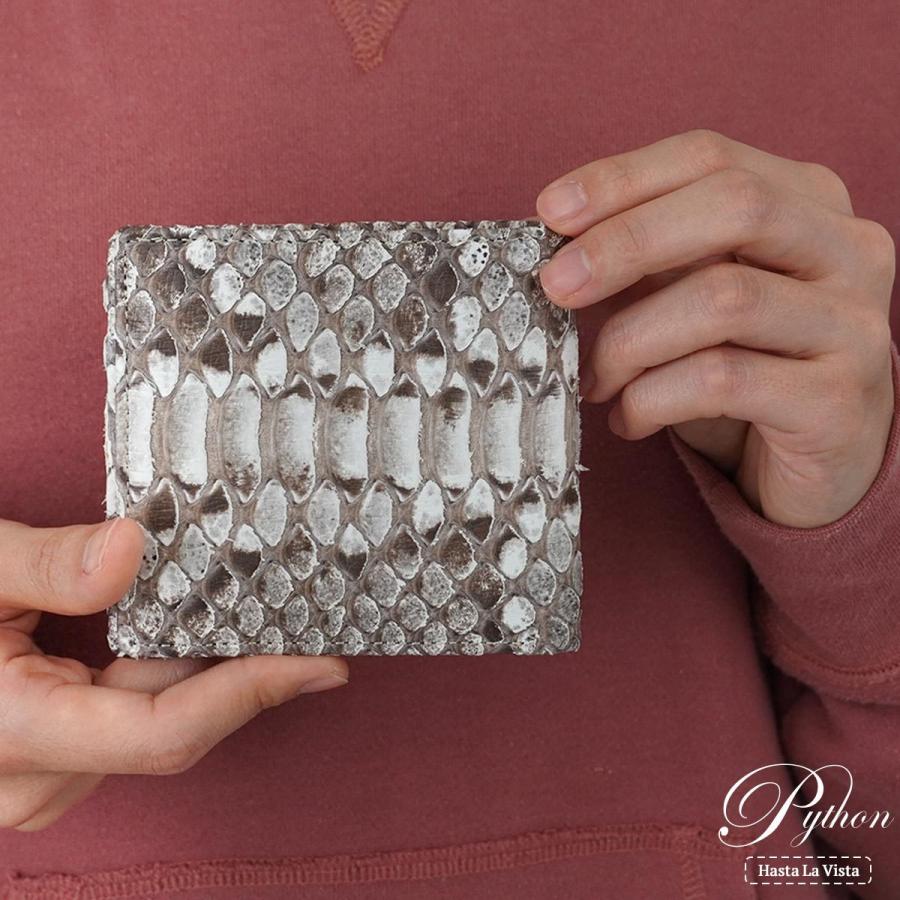 二つ折り財布 パイソン革 ヌメ革 メンズ 本革 日本製 レディース 蛇革