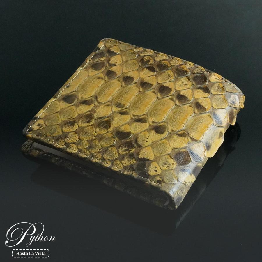 二つ折り財布 パイソン革 ヌメ革 メンズ 本革 日本製 レディース 蛇革