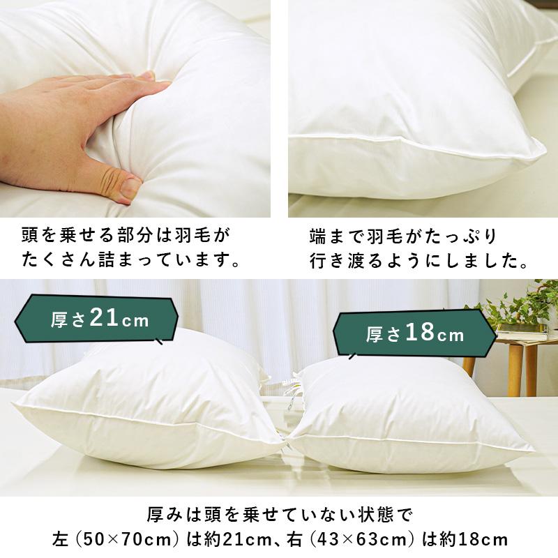 枕　羽毛　ダウン　大きめマクラ 羽毛枕 ダウンの枕 43×63cm 京都金桝 枕 まくら マクラ ダウン枕
