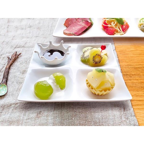 kowake 四つ仕切りプレート 17.1cm 日本製 美濃焼 陶器 洋食器 白い  