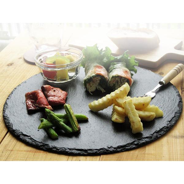 スレートプレート 30cm 丸 黒い食器 フラット 平 大皿 石 天然石
