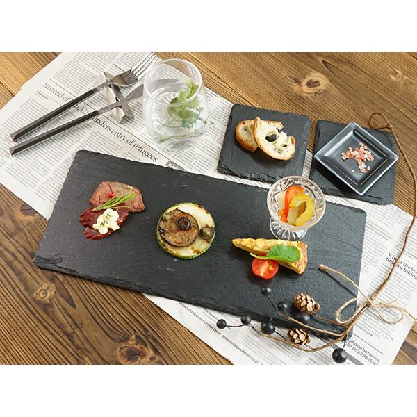 スレートプレート 35cm 長角 長方形 黒い食器 石 フラット 平 大皿