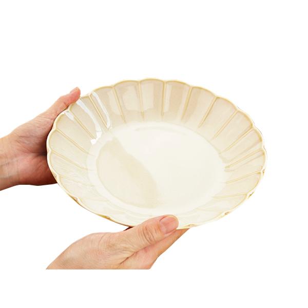 選べる2色 大深皿 23.8cm 大皿 しのぎ 日本製 美濃焼 陶器 食器 洋食器