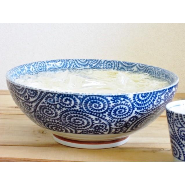 古染 タコ唐草 麺鉢 1400cc アウトレット品込 和食器 日本製 美濃焼 大
