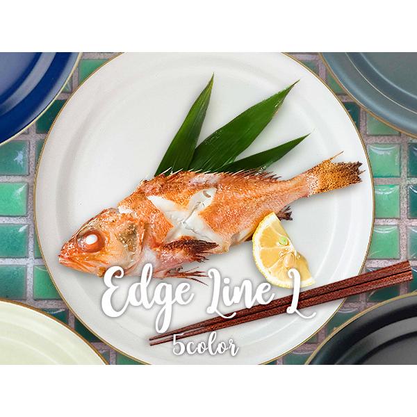 大皿 23cm おしゃれ エッジライン プレート リム くすみ色 5色から選べ