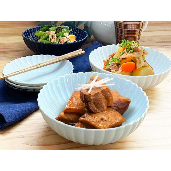 中鉢 大鉢 17cm 菊花 鉢 おしゃれ しのぎ 日本製 美濃焼 和 食器 花型