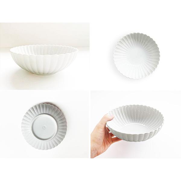 中鉢 大鉢 17cm 菊花 鉢 おしゃれ しのぎ 日本製 美濃焼 和 食器 花型