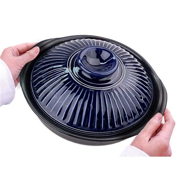 土鍋 おしゃれ 9号 3人〜4人用  軽量 軽い オシャレ 菊花 銀峯 日本製 萬古焼 煮込み 2700ml ルリ 瑠璃 飴 アメ 白粉引 IH不可 電子レンジ対応 万古焼 |  | 06