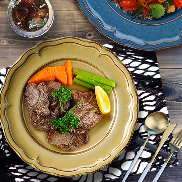 4色から選べます 大皿 23cm クリスタ リム ミート皿 プレート 大きい