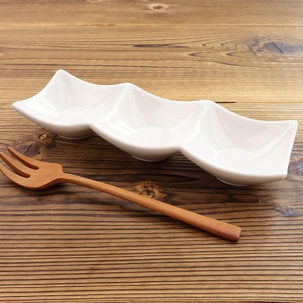 白と茶色の食器セット（3個） 三つ仕切りボウル 20cm conti アウトレット込 日本製 美濃焼 陶器 白い