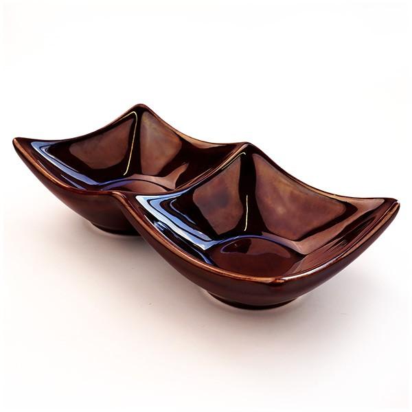 二つ仕切りボウル アメ色 13.5cm conti アウトレット込 日本製 美濃焼