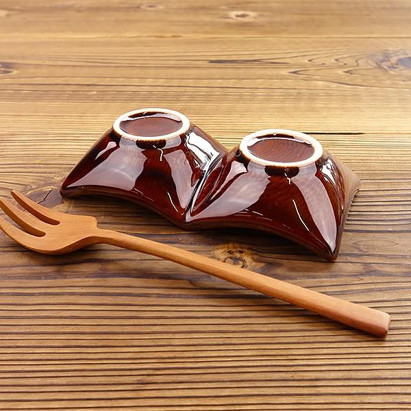 二つ仕切りボウル アメ色 13.5cm conti アウトレット込 日本製 美濃焼
