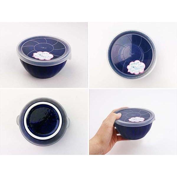 小鉢 パック付き 11.7cm 深小鉢 マトリョーシカ 窯変 紺 保存容器