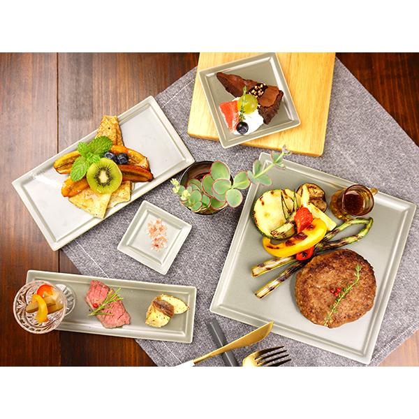 おうちカフェ 長角皿 21cm×10cm ビッグ スクエア プレート フレーム 白