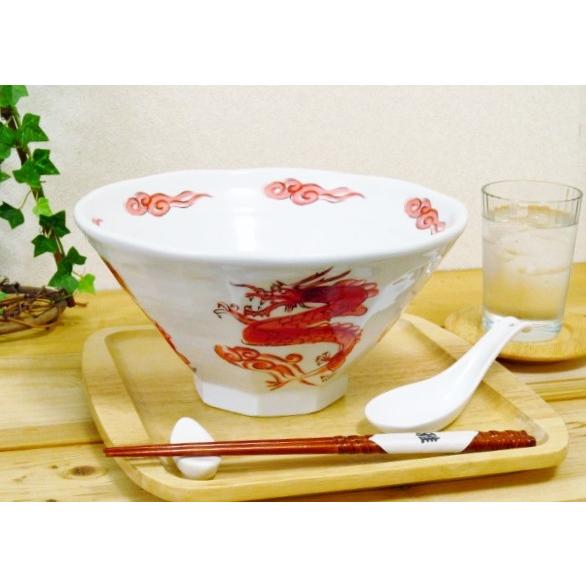 特大サイズ 八角ラーメン鉢 1650cc 赤昇龍 アウトレット品込 日本製