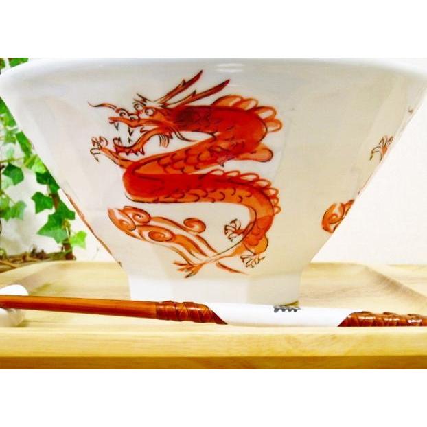 特大サイズ 八角ラーメン鉢 1650cc 赤昇龍 アウトレット品込 日本製