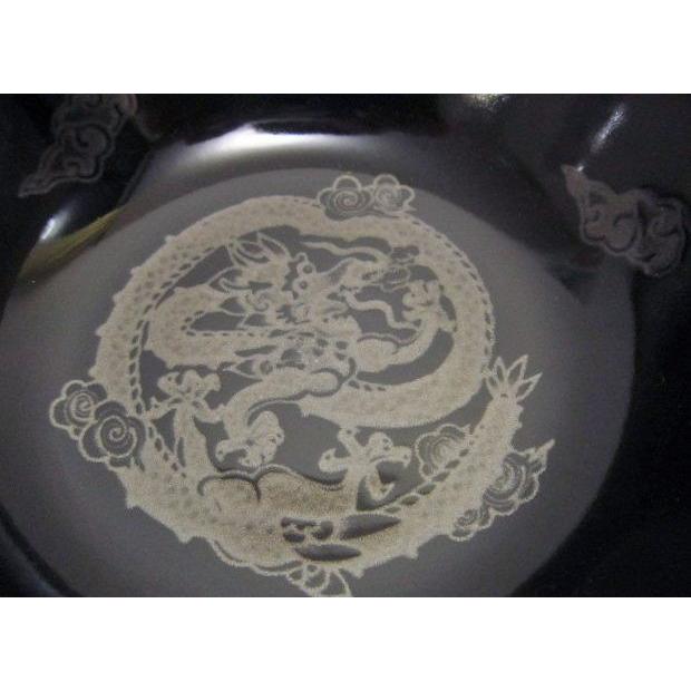 黒釉銀竜紋 まっ黒 銀龍ラーメン鉢 1200cc アウトレット品込 黒い食器