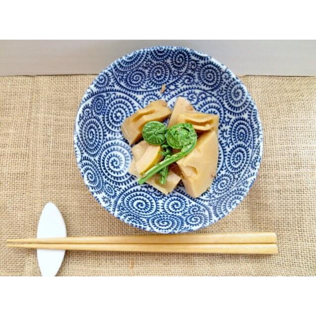 菊形 古染 タコ唐草 14cm 小鉢 美濃焼 4.5寸鉢 ボウル ボール 藍 : K's